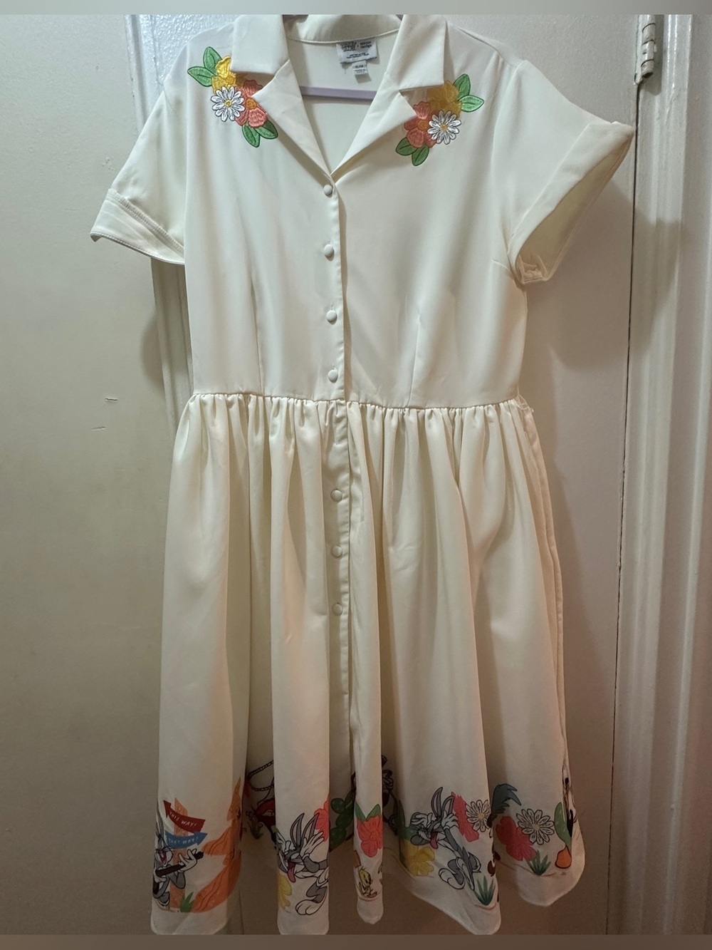 Unique Vintage Looney Tunes Character Border Swing Dress